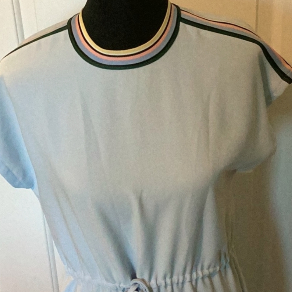 Zara Light Blue Dress with Striped Collar